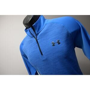 Under Armour 1/4 Zip Jacket Blue HeatGear Light Weight Athletic‎ Mens Size Small